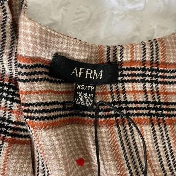 RARE AFRM plaid with hearts open slit midi dress - Picture 9 of 9